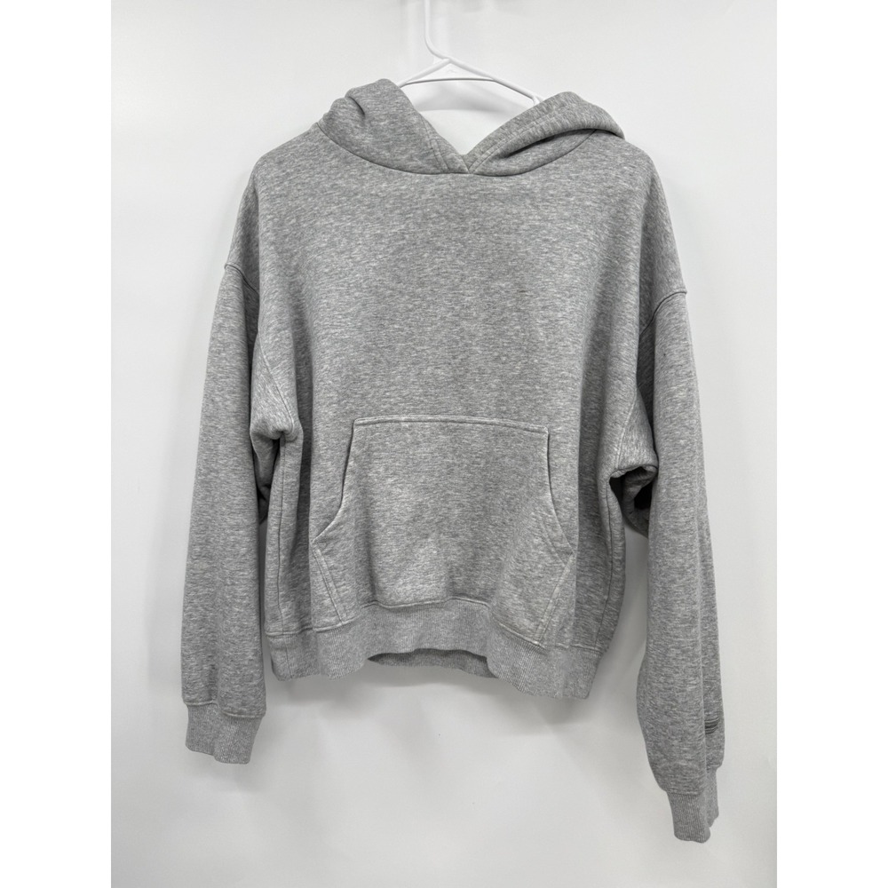 Fabletics Medium Hoodie‎ Womens Gray Heathered Fleece Pullover Cropped Relaxed
